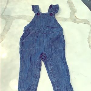 Gap denim overall with ruffle strap detail. 6-12!